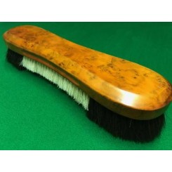 Snooker or pool table brush, really thick hair deep working brush to straighten out the cloth nap.